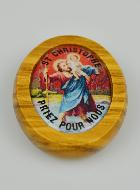 Plaque Auto Saint Christophe en Bois d'Olivier 4cm
