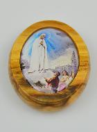 Plaque Auto Notre Dame de Fatima - Bois d'Olivier 4cm