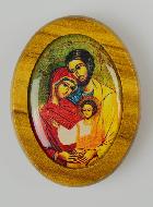 Plaque Auto Sainte Famille en Bois d'Olivier 4cm