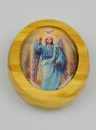 Plaque Auto Ange Gabriel en Bois d'Olivier 4cm
