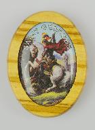 Plaque Auto Saint Georges en Bois d'Olivier 4cm