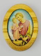 Plaque Auto Saint Joseph en Bois d'Olivier 4cm