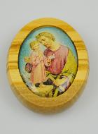 Plaque Auto Saint Joseph en Bois d'Olivier 4cm