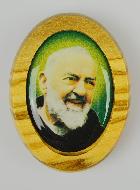 Plaque Auto Saint Padre Pio en Bois d'Olivier 4cm