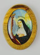 Plaque Auto Sainte Rita en Bois d'Olivier 4cm