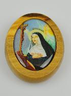 Plaque Auto Sainte Rita en Bois d'Olivier 4cm