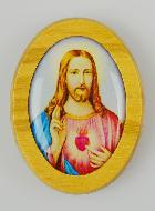 Plaque Auto Sacré Coeur de Jésus en Bois d'Olivier 4cm