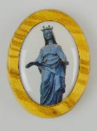 Plaque Auto Sainte Vierge Noire en Bois d'Olivier 4cm