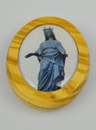 Plaque Auto Sainte Vierge Noire en Bois d'Olivier 4cm