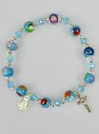 Bracelet Religieux Dizainier en Perles de Murano Bleu