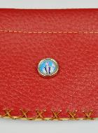 Porte Monnaie avec Médaille Vierge Miraculeuse - Cuir Rouge