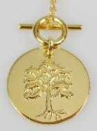 Parure Pendentif Médaille Arbre de Vie en Plaqué Or 18 Carats