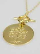 Parure Pendentif Médaille Arbre de Vie en Plaqué Or 18 Carats