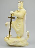 Statue de Saint Louis Roi de France en Albâtre & Or