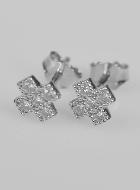 Boucles d'Oreilles Croix Carrée Argent & Diamants