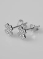 Boucles d'Oreilles Croix Carrée Argent & Diamants