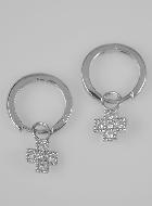 Boucles d'Oreilles Créoles Croix Argent & Diamants