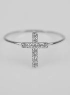 Bague Croix & Diamants - Argent Rhodié - Taille 54