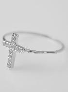 Bague Croix & Diamants - Argent Rhodié - Taille 56