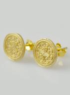 Boucles d'Oreilles Puces Croix Gothique Plaqué Or