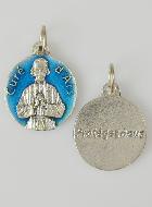 Médaille Saint Curé d'Ars Argentée & Émail Bleu - 18 mm