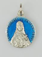 Médaille Sainte Thérèse Argentée & Émail Bleu - 18 mm