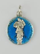 Médaille Marie qui Défait les Noeuds Argentée & Émail Bleu - 18 mm