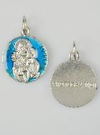 Médaille Saint Joseph Argentée & Émail Bleu - 18 mm
