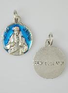 Médaille Coeur Sacré de Jésus Argentée & Émail Bleu - 18 mm