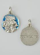 Médaille Sainte Jeanne d'Arc Argentée & Émail Bleu - 18 mm