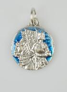 Médaille Sainte Jeanne d'Arc Argentée & Émail Bleu - 18 mm
