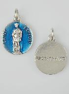 Médaille Saint Expédit Argentée & Émail Bleu - 18 mm