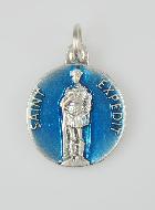 Médaille Saint Expédit Argentée & Émail Bleu - 18 mm