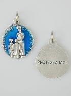 Médaille Notre Dame de la Salette Argentée & Émail Bleu - 18 mm