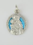 Médaille Sainte Anne Argentée & Émail Bleu - 18 mm