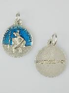 Médaille Saint Christophe Argentée & Émail Bleu - 18 mm