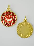 Médaille Colombe du Saint Esprit Dorée & Émail Rouge - 2cm