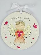 Médaillon de Berceau en Bois Ange Fille - 10cm