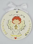 Médaillon de Berceau en Bois Ange Garçon - 10cm