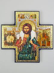 Croix Icône du Christ Bon Berger - 15cm