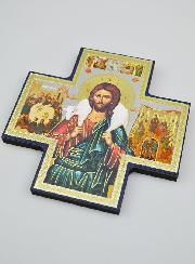 Croix Icône du Christ Bon Berger - 15cm