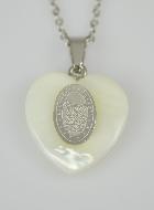 Collier Religieux Coeur de Nacre & Médaille St Michel - Argent