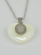 Collier Religieux Coeur de Nacre & Médaille St Michel - Argent