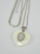 Collier Religieux Coeur de Nacre & Médaille St Michel - Argent