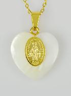 Collier Religieux Coeur de Nacre & Miraculeuse - Or