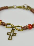 Bracelet Religieux avec Croix - Cuir & Bois Multicolore