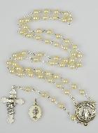 Chapelet en Perles - Communion + Médaille Miraculeuse - Argenté
