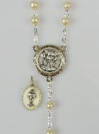Chapelet en Perles - Communion + Médaille Miraculeuse - Argenté