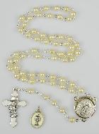 Chapelet en Perles - Communion + Médaille St Michel - Argenté