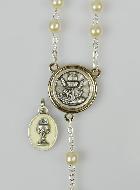 Chapelet en Perles - Communion + Médaille St Michel - Argenté